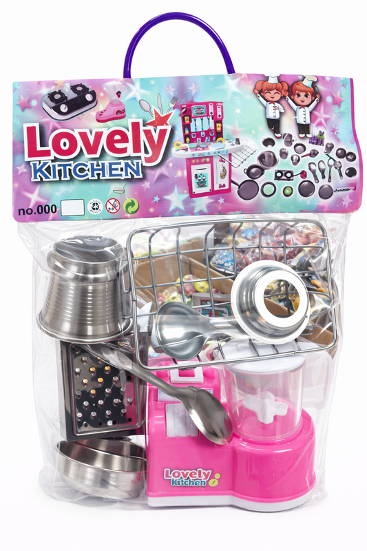 Kids Kitchen Play Set with Mini Stainless Steel Utensils & Blender Toy, Cooking Role Play Set for Girls & Boys, Pretend Play Kitchen Toy Kit (3+ Years)