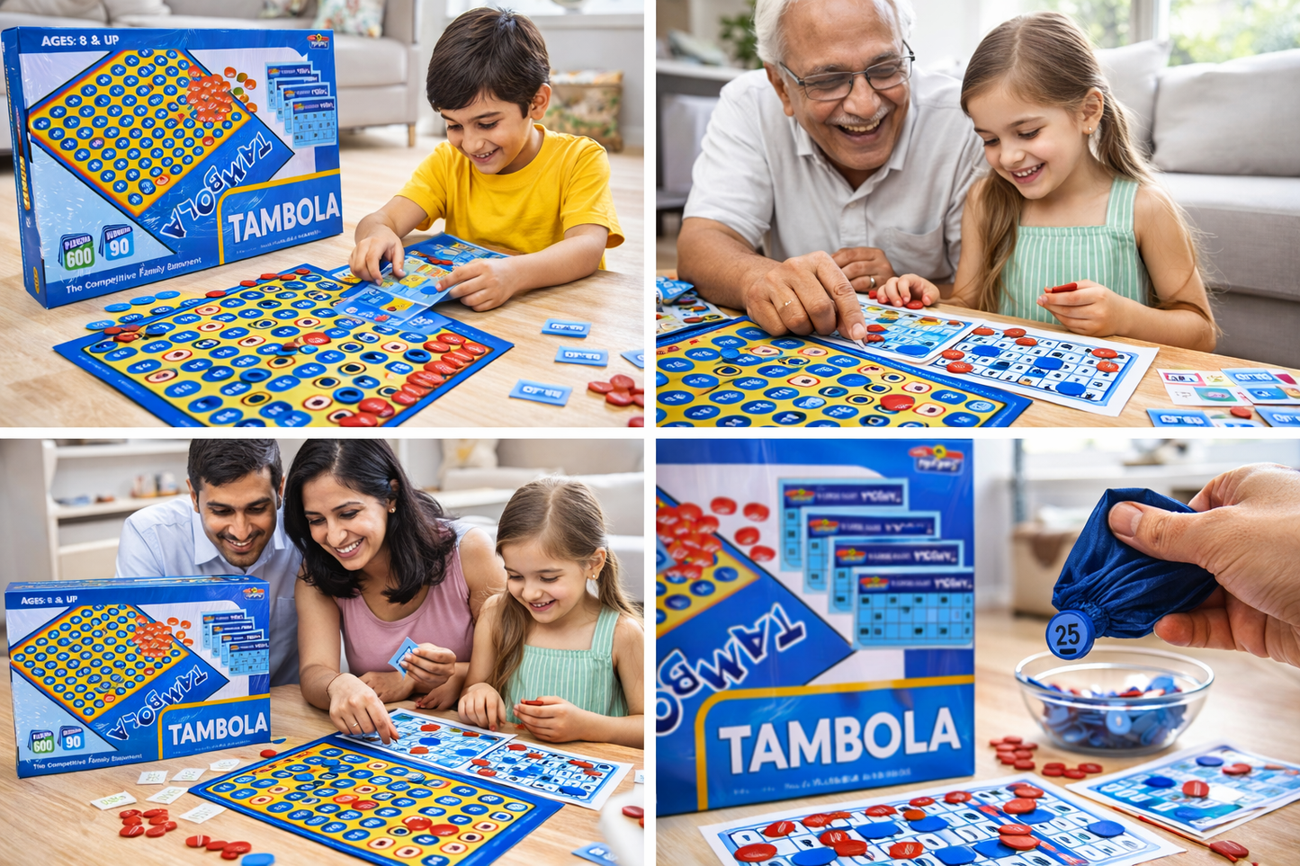 Tambola Game Set (Bingo / Housie) with 600 Tokens & 90 Number Tiles | Family Party Game for Kids & Adults | Indoor Board Game