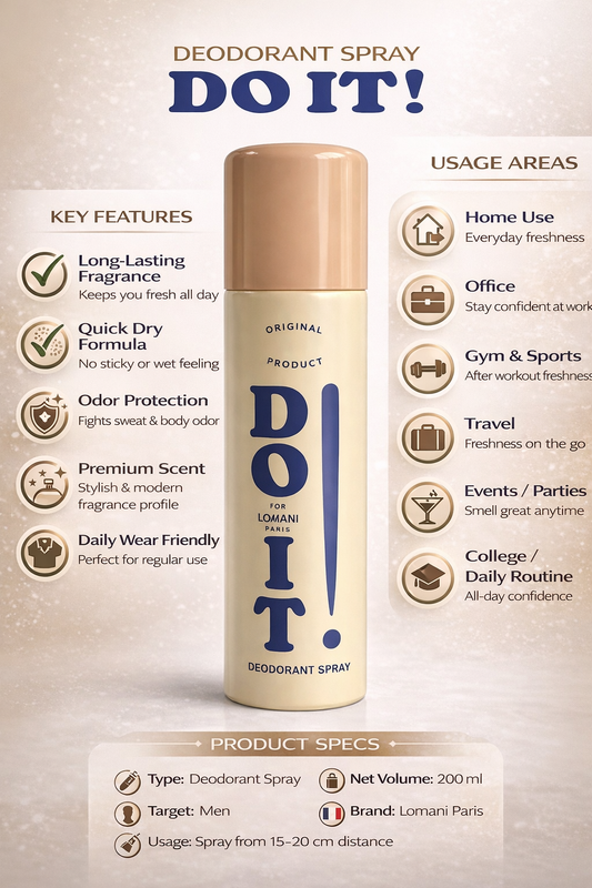 Lomani Paris DO IT! Deodorant Spray for Men | Long Lasting Premium Fragrance | Quick Dry Formula with All-Day Odor Protection | Stylish & Modern Scent | 200ml