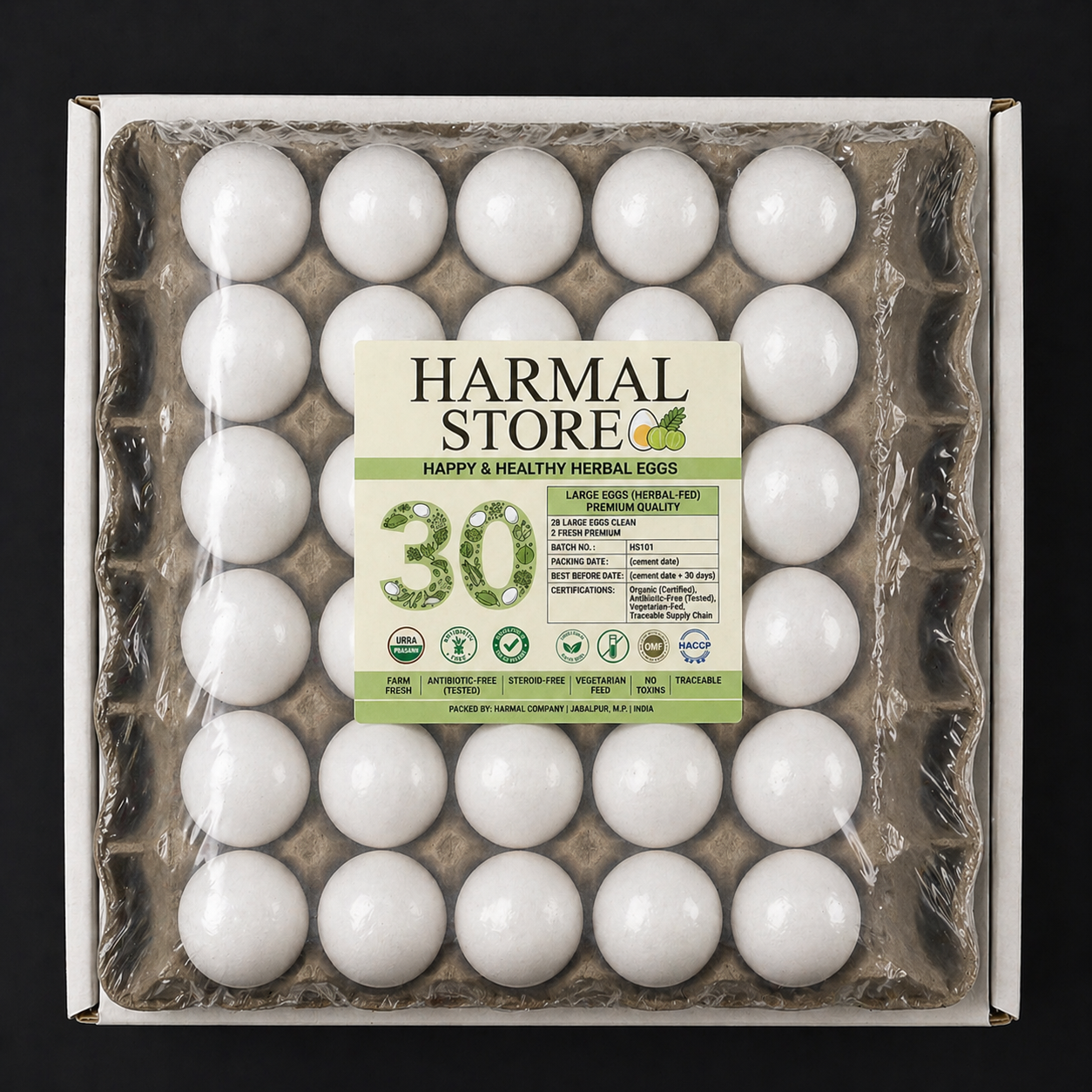 Harmal Store Happy & Healthy Herbal Eggs – Bulk Pack of 30 Large Premium Quality Eggs