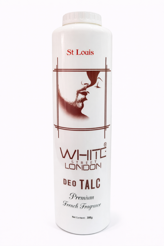 St Louis White Street London Deo Talc for Men 300g | Long Lasting Deodorizing Talcum Powder | Premium French Fragrance | Keeps Skin Fresh & Dry