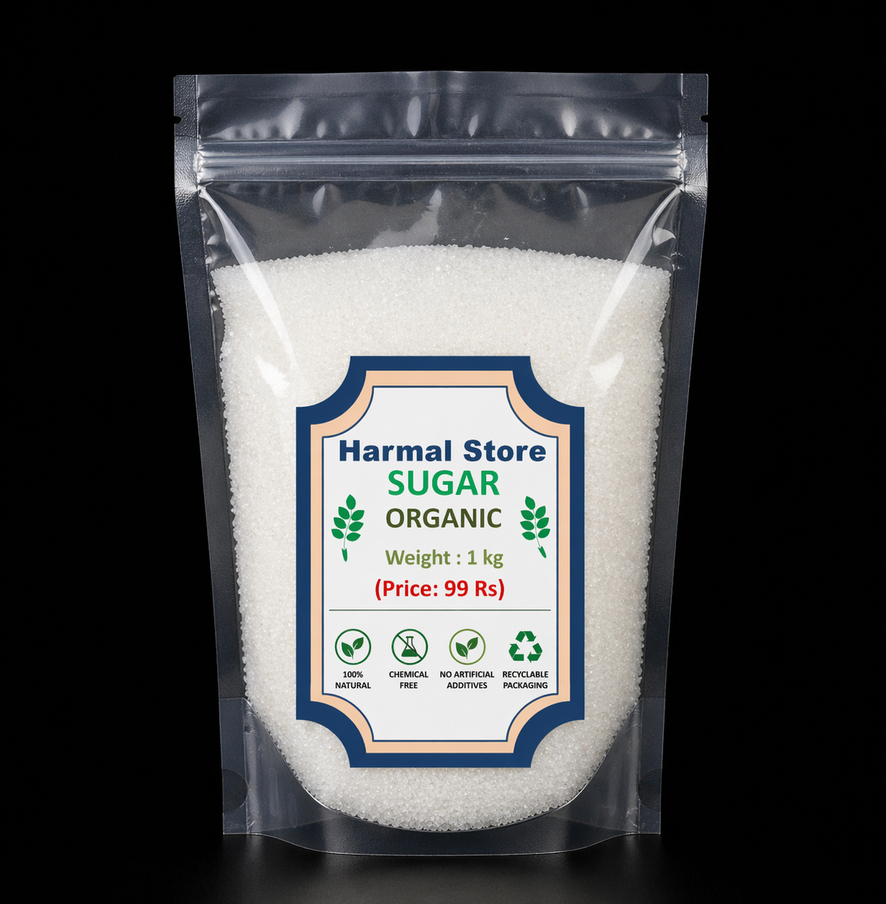 Organic White Sugar 1kg | Natural Fine Crystal Sugar for Tea, Coffee, Baking, Cooking & Desserts